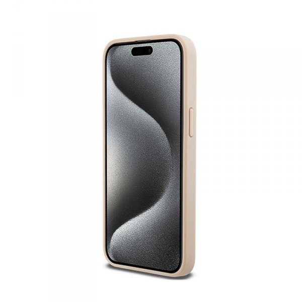 DKNY Leather Mono Stripe & Metal Logo - Etui iPhone 15 Pro Max (różowy)