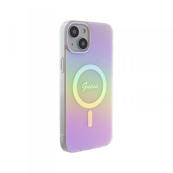 Guess IML Iridescent MagSafe - Etui iPhone 15 Plus (różowy)
