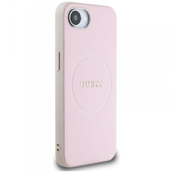 Guess Grained Ring MagSafe - Etui do iPhone 16e (różowy)