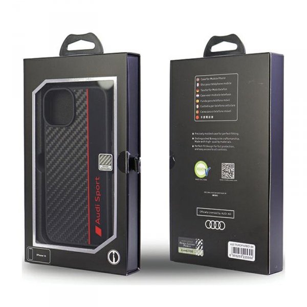Audi Carbon Fiber Stripe - Etui iPhone 14 (Czarny)