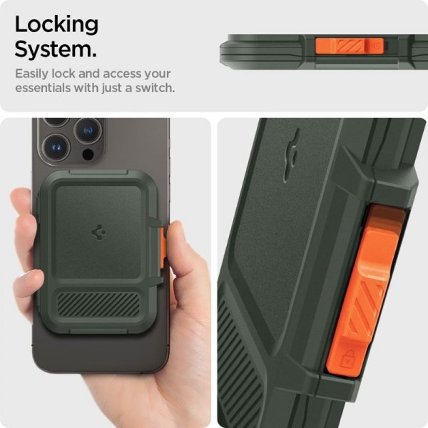 Spigen Lock Fit MagSafe - Portfel magnetyczny (Military Green)