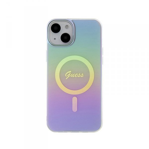 Guess IML Iridescent MagSafe - Etui iPhone 15 Plus (fioletowy)