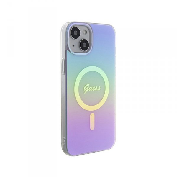 Guess IML Iridescent MagSafe - Etui iPhone 15 Plus (fioletowy)