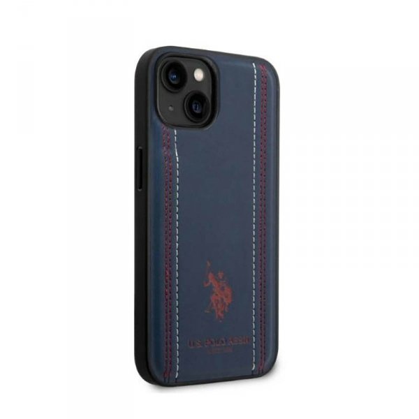 US Polo Assn Leather Stitch - Etui iPhone 14 (granatowy)