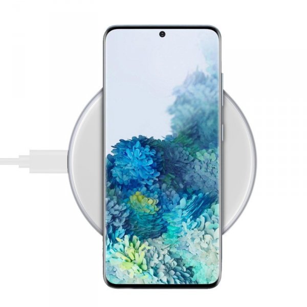 Crong PowerSpot Fast Wireless Charger – Aluminiowa ładowarka bezprzewodowa Qi 15W USB-C z powłoką ze szkła hartowanego (Silver W