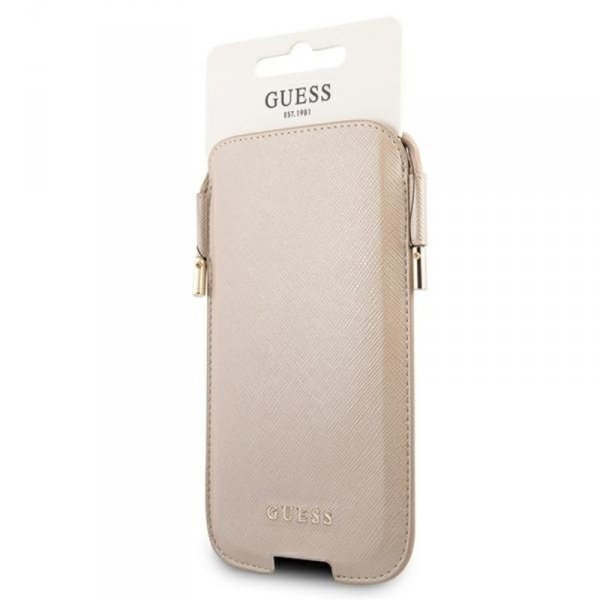 Guess Saffiano Pouch - Torebka na telefon S/M max 6.1&quot; (złoty)