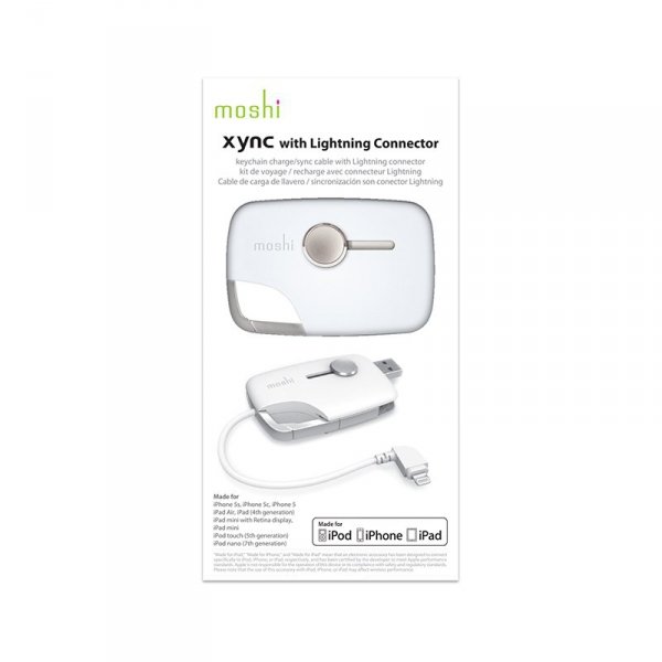 Moshi Xync Lightning - Wielofunkcyjny brelok do ładowania i synchronizacji (biały)