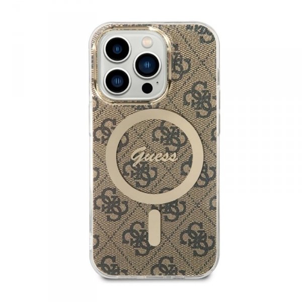 Guess 4G MagSafe - Etui iPhone 14 Pro (Brązowy)