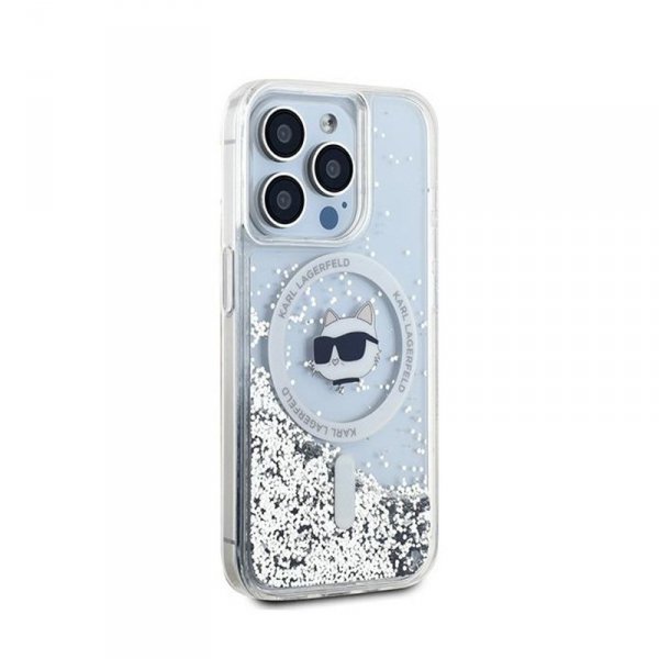 Karl Lagerfeld Liquid Glitter Choupette Head MagSafe - Etui iPhone 14 Pro (przezroczysty)