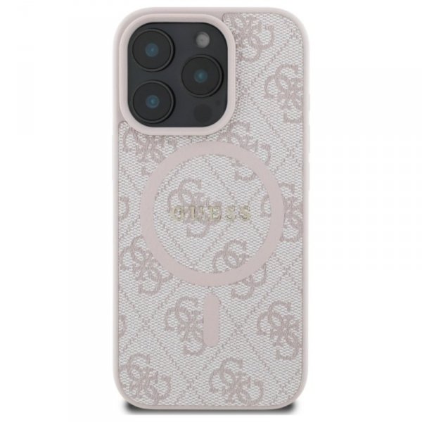 Guess 4G Ring Classic Logo MagSafe - Etui iPhone 16 Pro Max (różowy)