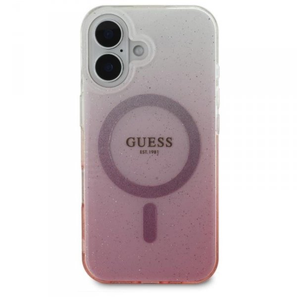 Guess IML Glitter Gradient MagSafe - Etui iPhone 16 (różowy)