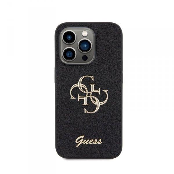 Guess Glitter Script Big 4G - Etui iPhone 15 Pro (czarny)