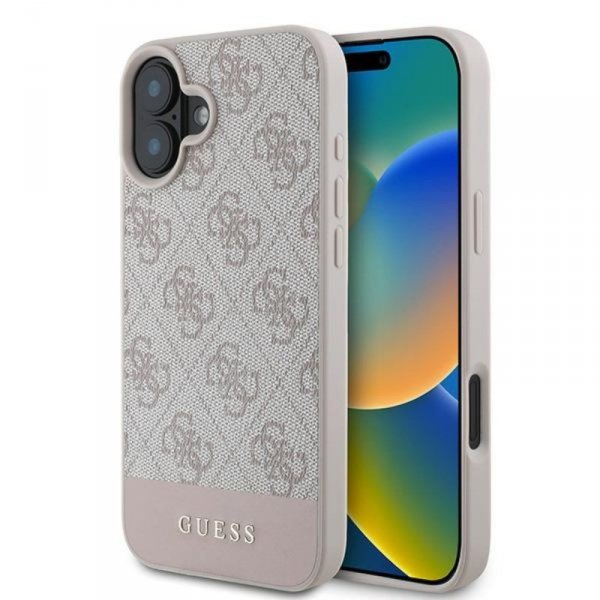 Guess 4G Bottom Stripe - Etui iPhone 16 Plus (różowy)