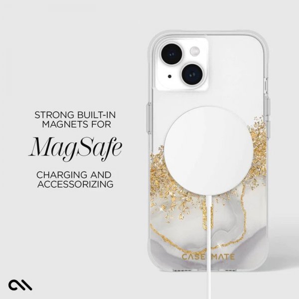 Case-Mate Karat MagSafe - Etui iPhone 15 / iPhone 14 / iPhone 13 zdobione złotem (Marble)