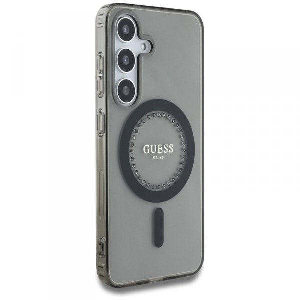 Guess Rhinestones Printed Classic Logo MagSafe - Etui do Samsung Galaxy S25 (czarny)