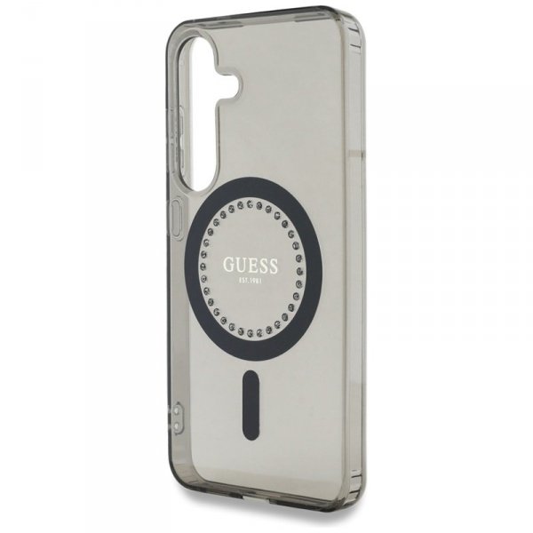 Guess Rhinestones Printed Classic Logo MagSafe - Etui do Samsung Galaxy S25 (czarny)