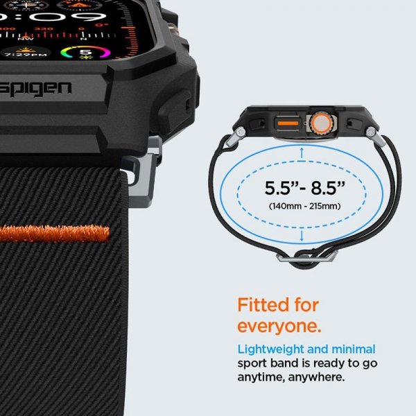 Spigen Lite Fit &quot;Pro&quot; - Etui z paskiem do Apple Watch Ultra 1/2 49 mm (Matte Black)