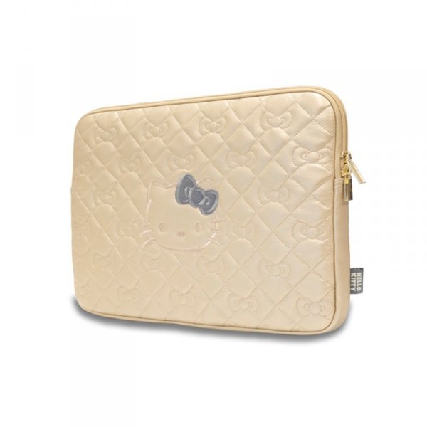 Hello Kitty Zip PU Quilted Bows Sleeve - Etui na notebooka 13&quot; / 14&quot; (złoty)