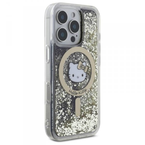 Hello Kitty Liquid Glitter Fever MagSafe - Etui iPhone 16 Pro Max (czarny / złoty)