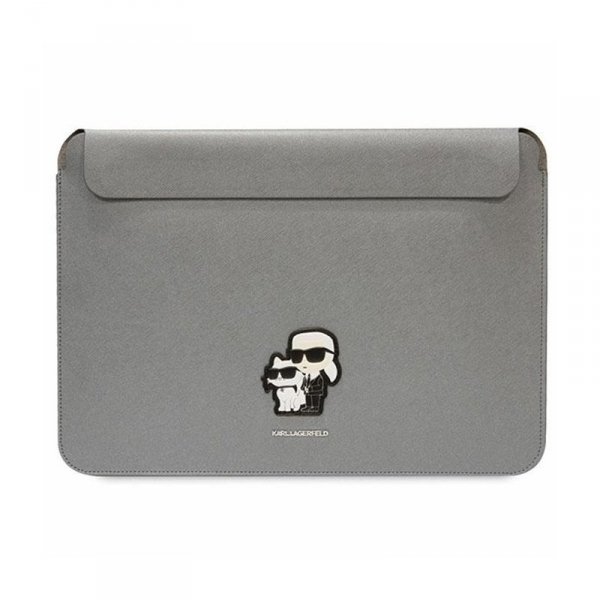 Karl Lagerfeld NFT Saffiano Karl & Choupette Sleeve - Etui na notebook 14&quot; (Srebrny)