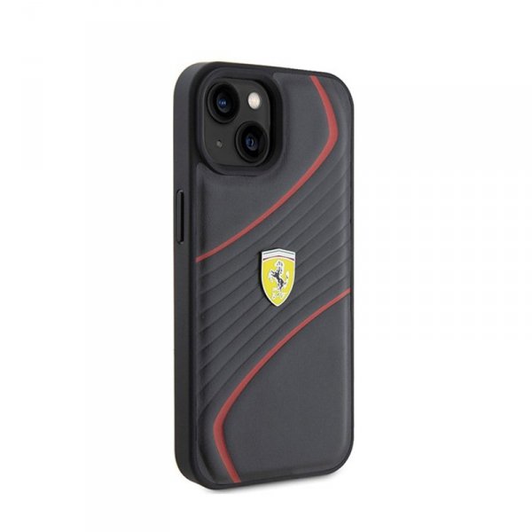 Ferrari Twist Metal Logo - Etui iPhone 15 (czarny)