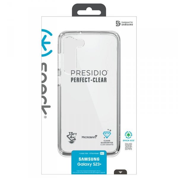 Speck Presidio Perfect-Clear - Etui Samsung Galaxy S23+ z powłoką MICROBAN (Clear)