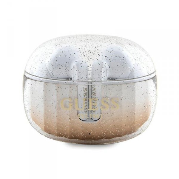 Guess Glitter Gradient - Słuchawki Bluetooth TWS + etui ładujące (złoty)