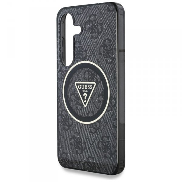 Guess 4G Glitter Triangle Buttons MagSafe - Etui do Samsung Galaxy S25 (czarny)