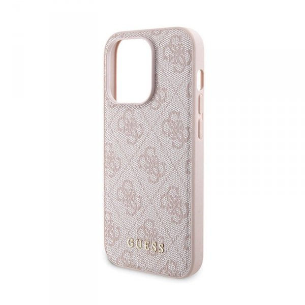 Guess Bundle Pack MagSafe 4G Metal Gold Logo - Zestaw etui + Power Bank 5000mAh MagSafe iPhone 15 Pro (różowy)
