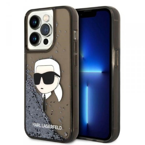 Karl Lagerfeld Liquid Glitter NFT Karl&#039;s Head - Etui iPhone 14 Pro Max (czarny)