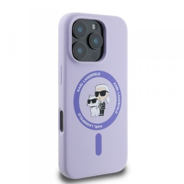 Karl Lagerfeld Silicone Karl & Choupette Ring MagSafe - Etui iPhone 16 Pro Max (fioletowy)