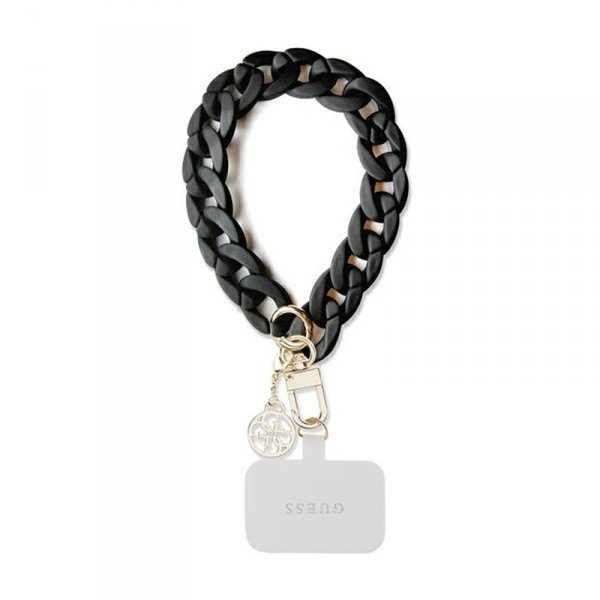 Guess Universal Big Hand Strap Acrylic 4G Charm - Uniwersalny pasek do telefonu (Czarny)