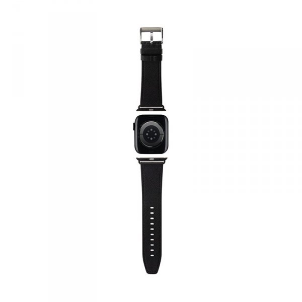 Karl Lagerfeld Saffiano Monogram - Pasek do Apple Watch 38/40/41 mm (czarny)