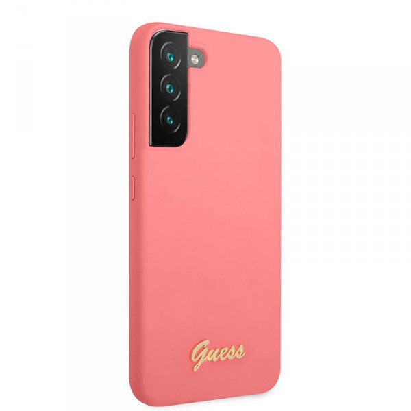 Guess Silicone Script Metal Logo - Etui Samsung Galaxy S22+ (fuksja)