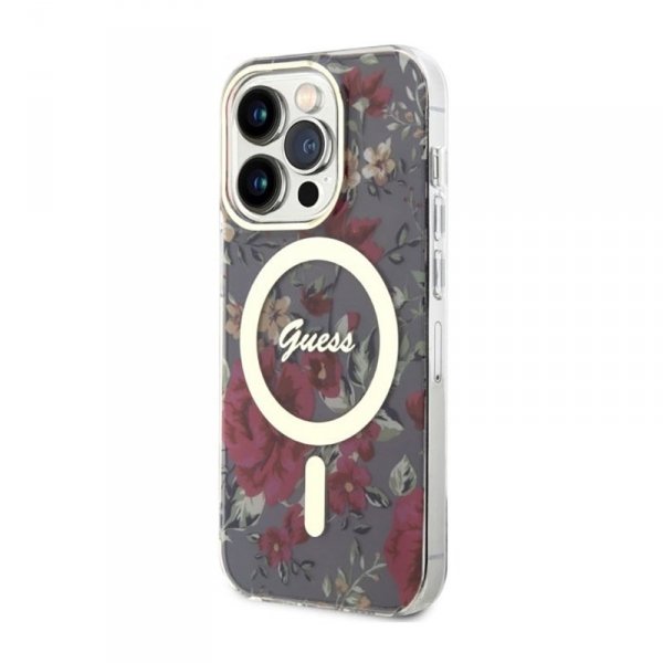 Guess Flower MagSafe - Etui iPhone 14 Pro (Zielony)