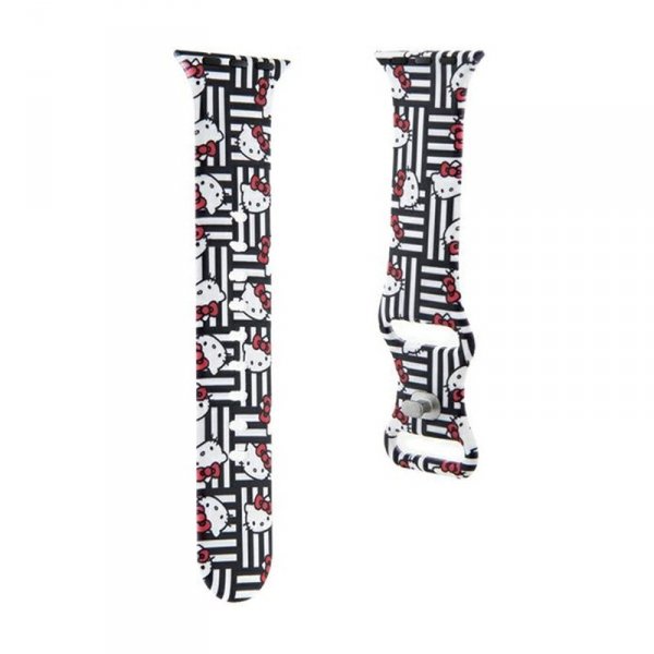 Hello Kitty Silicone Heads & Stripes - Pasek do Apple Watch 38/40/41 mm (czarny)