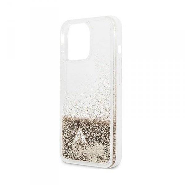 Guess Liquid Glitter Charms - Etui iPhone 14 Pro (złoty)