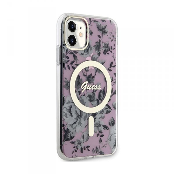 Guess Flower MagSafe - Etui iPhone 11 (Różowy)