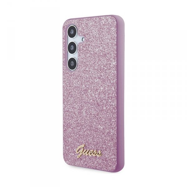 Guess Glitter Flakes Metal Logo Case - Etui Samsung Galaxy S24 (fioletowy)