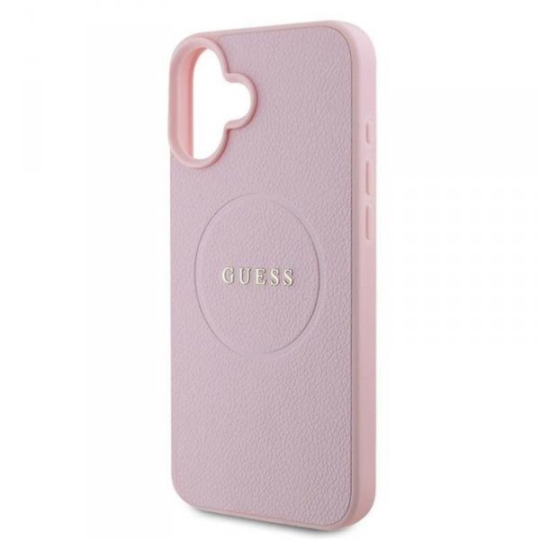 Guess Grained Ring MagSafe - Etui iPhone 16 Plus (różowy)