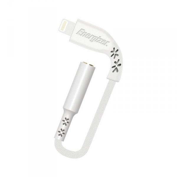 Energizer HardCase - Adapter audio Lightning do jack 3,5 mm certyfikat MFi 11 cm ROW (Biały) dożywotnia gwarancja