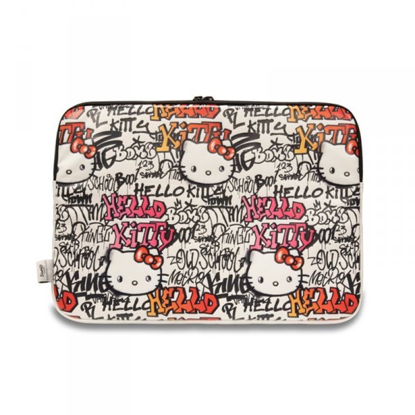 Hello Kitty Zip PU Tags Graffiti Sleeve - Etui na notebooka 13&quot; / 14&quot; (beżowy)