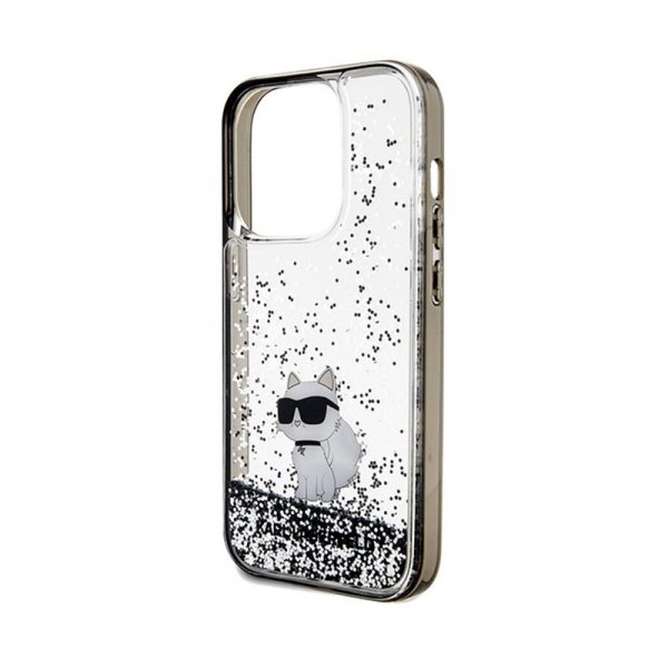 Karl Lagerfeld Liquid Glitter Choupette - Etui iPhone 14 Pro (przezroczysty)