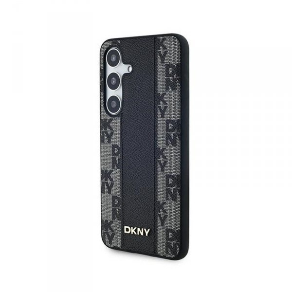 DKNY Leather Checkered Mono Pattern MagSafe - Etui Samsung Galaxy S24+ (czarny)