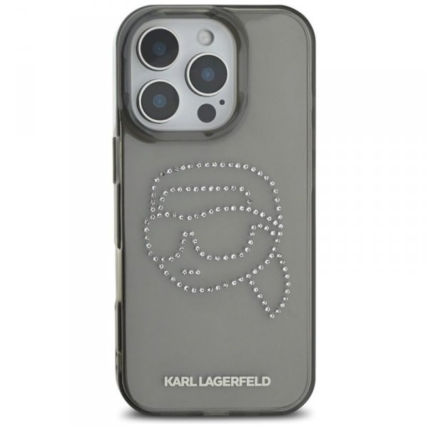 Karl Lagerfeld IML Rhinestones Karl Head - Etui do iPhone 16 Pro (czarny)