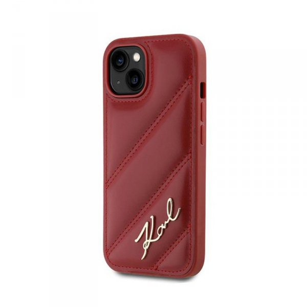 Karl Lagerfeld Diagonal Quilted Script - Etui iPhone 15 / 14 / 13 (czerwony)