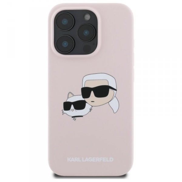 Karl Lagerfeld Silicone Double Heads Print MagSafe - Etui iPhone 16 Pro (różowy)