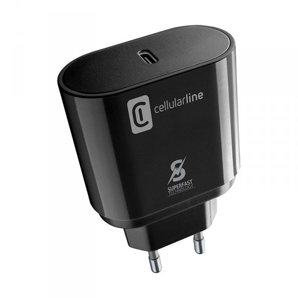 Cellularline - Ładowarka sieciowa USB-C Super Fast Charger 25W (Designed for Samsung) (czarny)