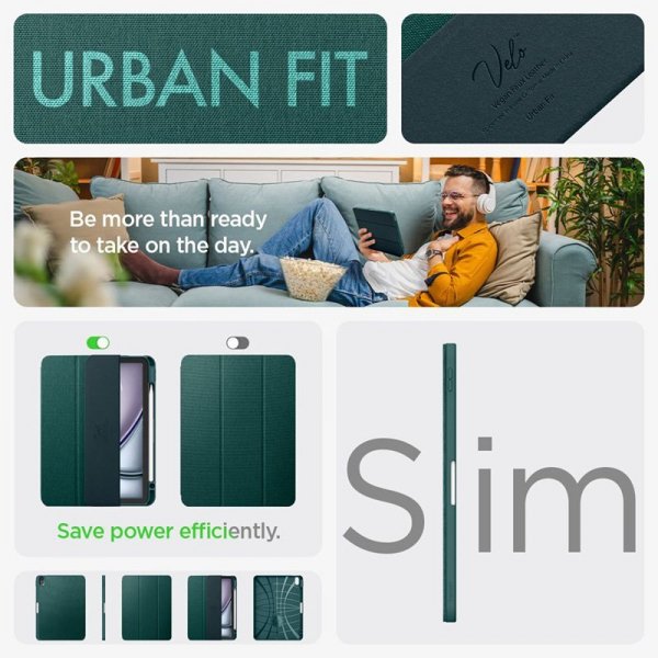 Spigen Urban Fit - Etui do iPad Air 11” M3 (2025) / M2 (2024) / iPad Air 10.9” (5-4 gen.) (2022-2020) (Midnight Green)