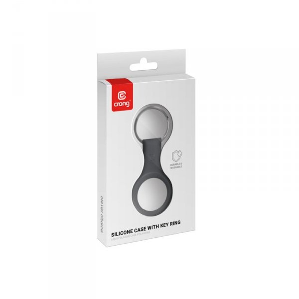 Crong Silicone Case with Key Ring – Etui ochronne brelok do Apple AirTag (czarny)